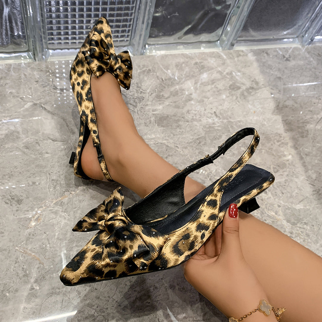 Dame Slingback Pumps med elegant leopardmønster og moderne bånd-design Stilla