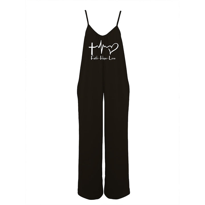 Dame afslappet jumpsuit med dyb V-hals og praktiske lommer Stilla