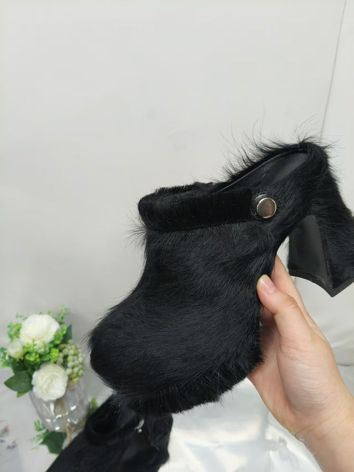 Femme Pels-Accent Chunky Hæl Clogs Stilla