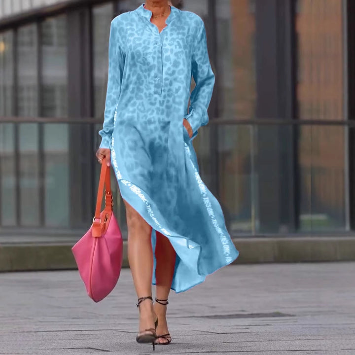 Dame Hemdbluskjole lavet af let chiffon med trendy leopardmønster Stilla