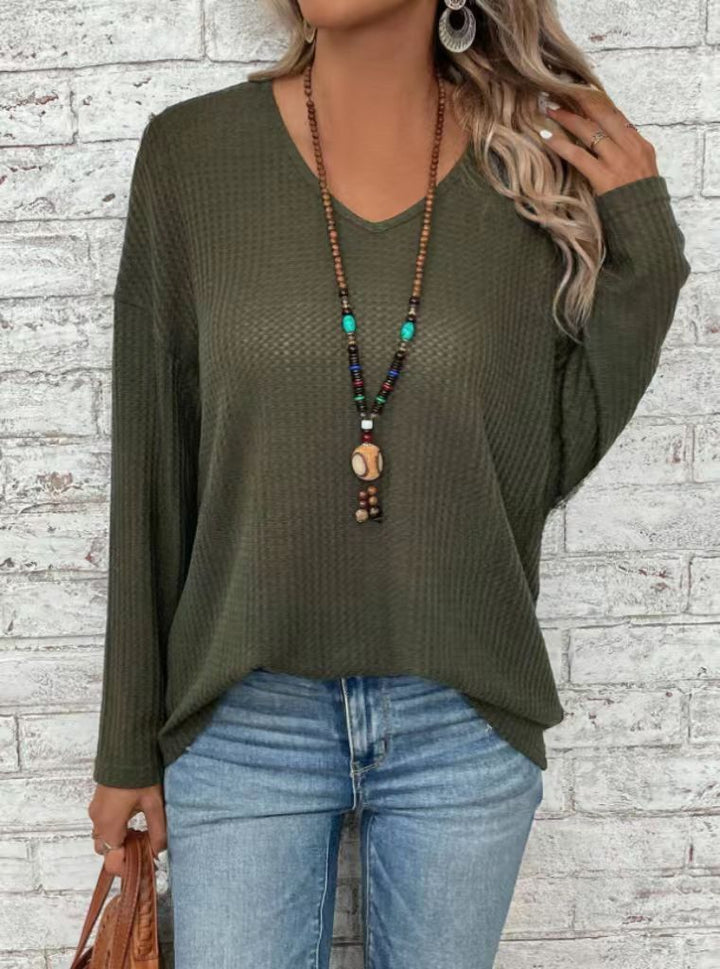 Dame afslappet V-hals sweater Stilla