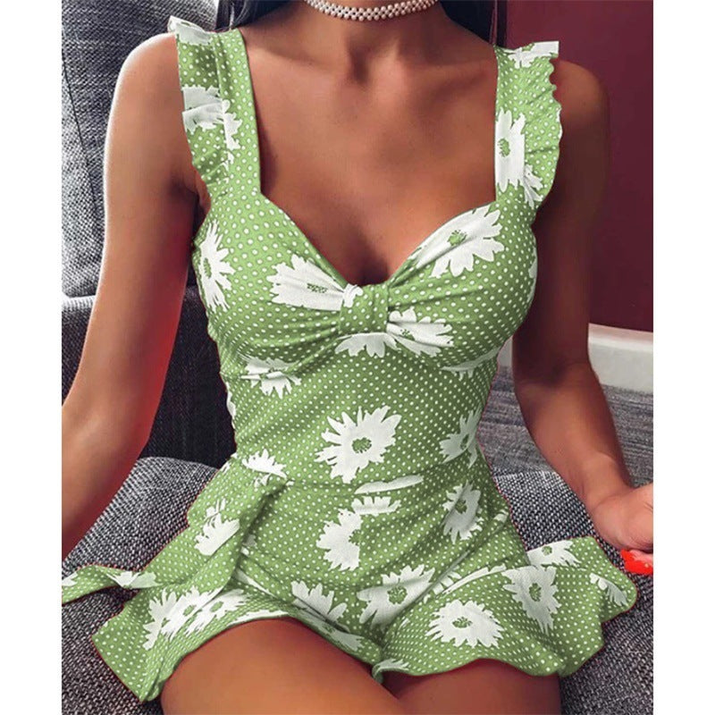 Dame Floral Tryk Kort Overall Stilla
