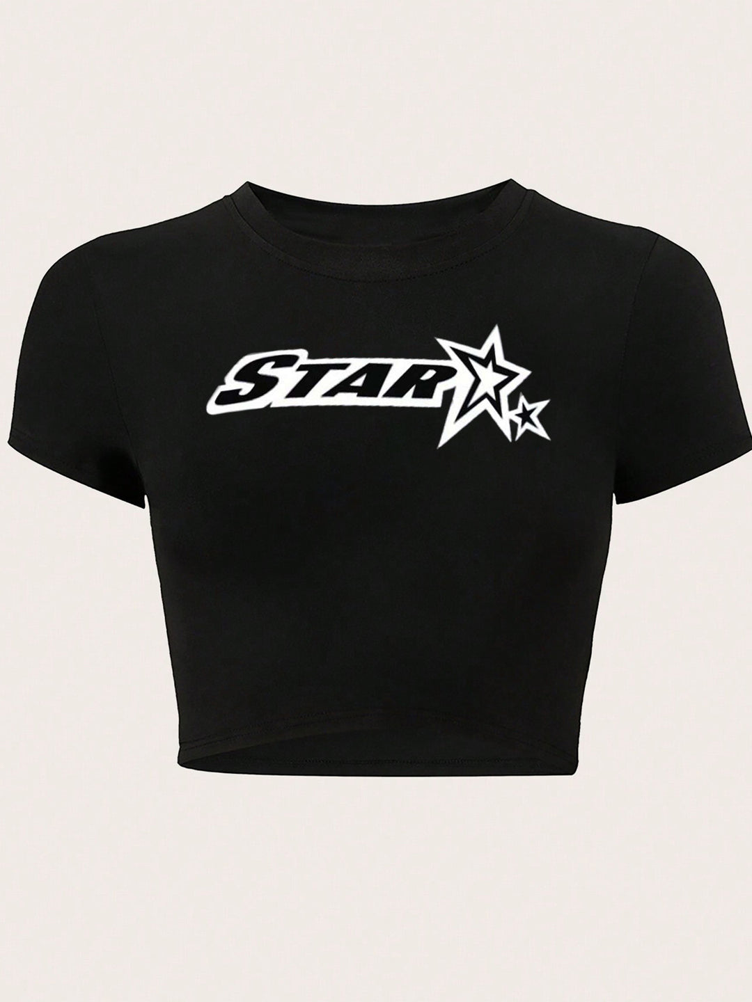 Dame Crop-T-shirt med inspirerende tryk og tætsiddende pasform Skovae