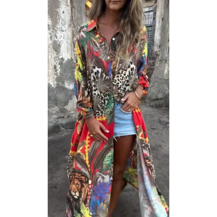 Dame Oversized Kimono med dyreprint og bred pasform Stilla