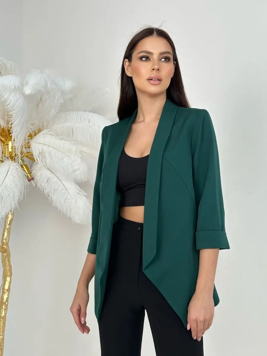 Dame elegant blazerjakke med figursyet snit og bælte Stilla