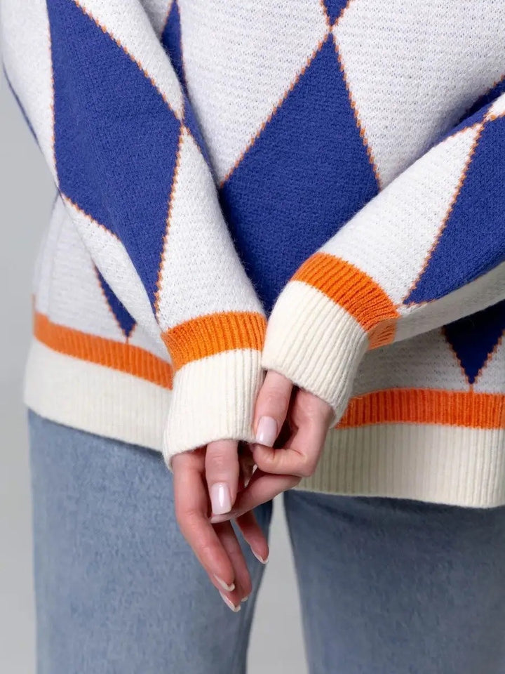 Femme Geometrisk Mønster Strikpullover Stilla
