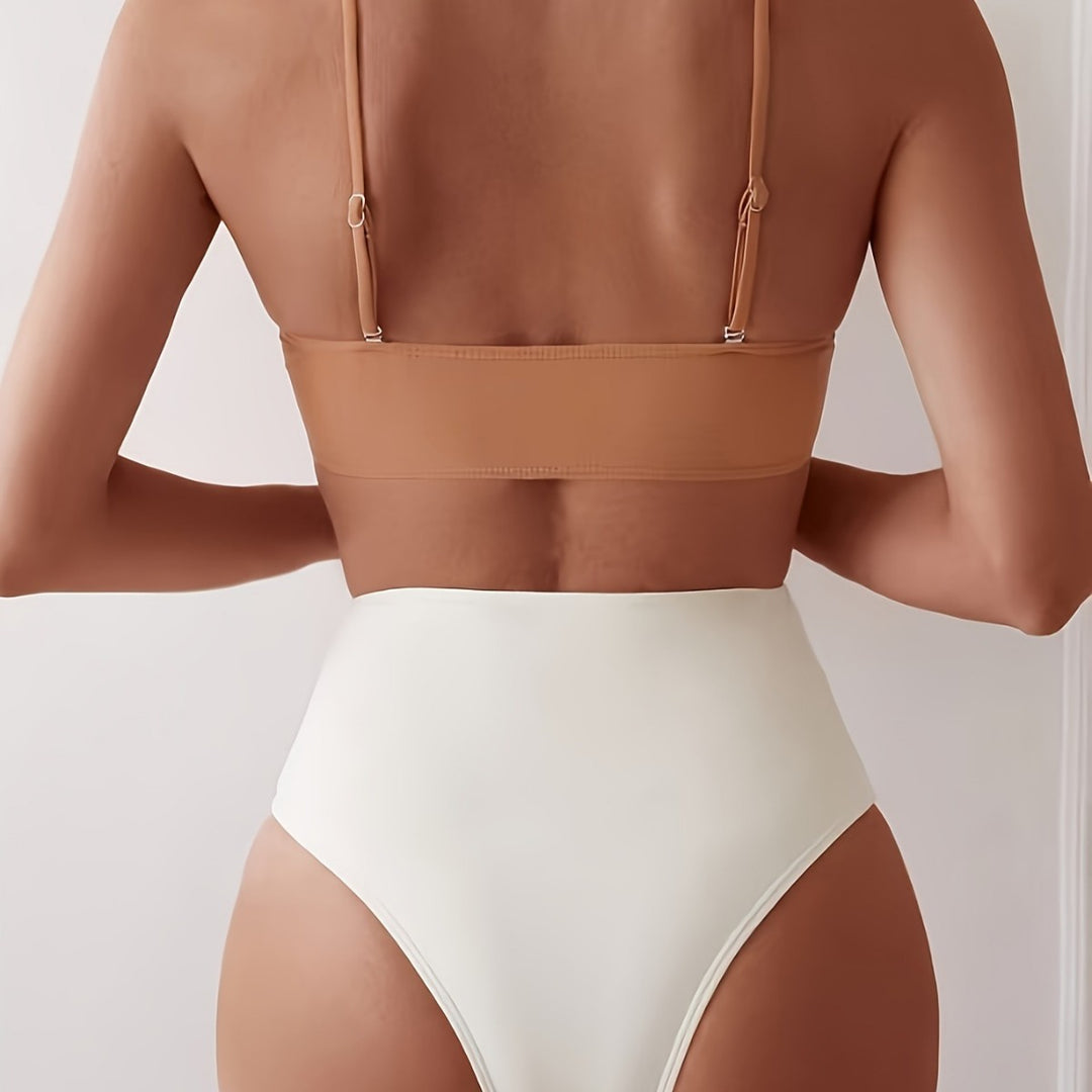 Dame bikini sæt med kvalitets push-up bandeau top og elegant højtskaaret buks Stilla
