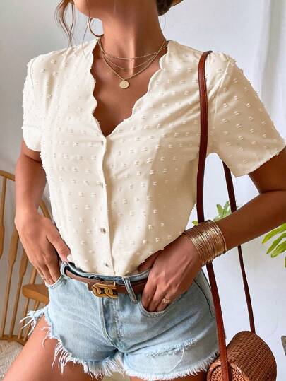 Dame bluse med fint strukturdesign Stilla