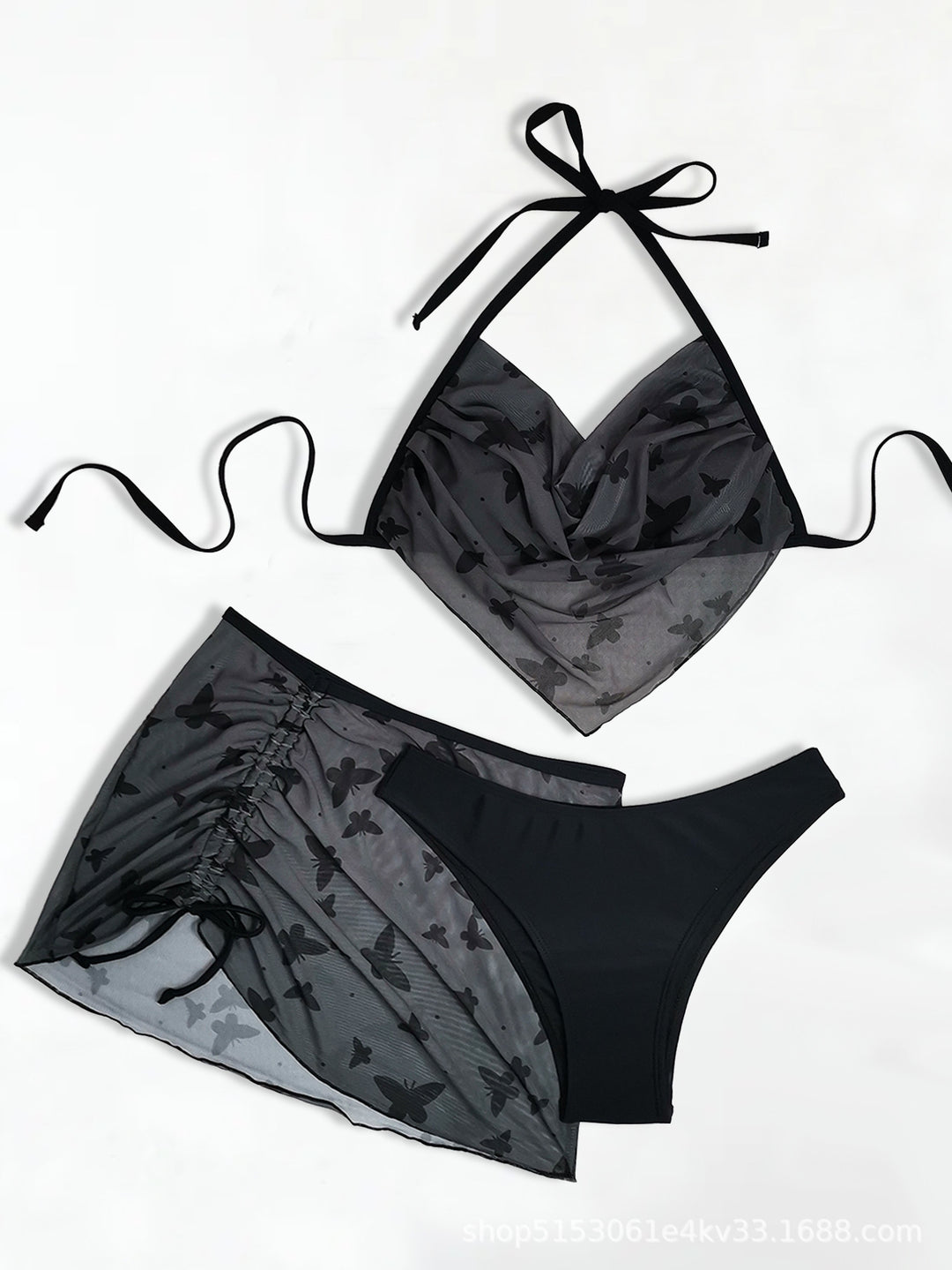 Dame bikini-sæt med gennemsigtig nederdel og raffineret design Stilla