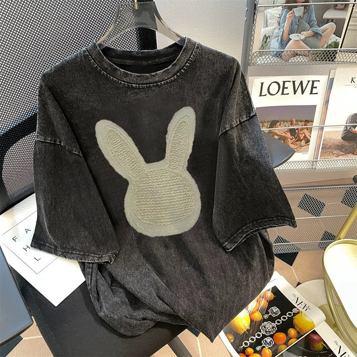 Dame Oversized T-shirt med Bunny-motiv Stilla