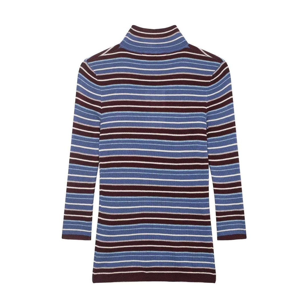 Kvinders turtleneck sweater med moderigtig stribet design Stilla