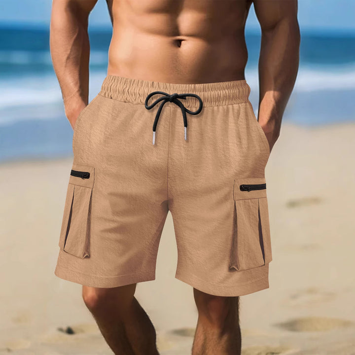Herre Cargo-shorts med praktiske lynlåslommer og elastisk linning Stilla