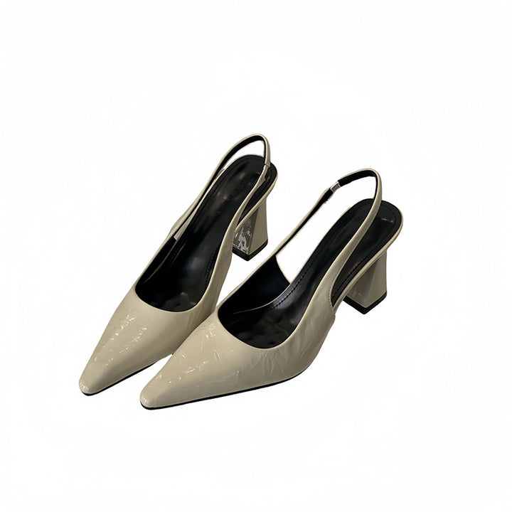 Dame Smart Spidse Slingback-Hæle med skulptureret Blokhæle Stilla