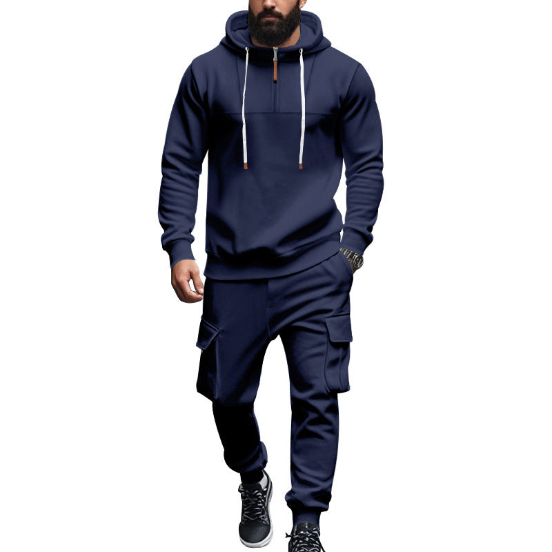 Herrer sporty hoodie og cargo-træningsbukser sæt Stilla