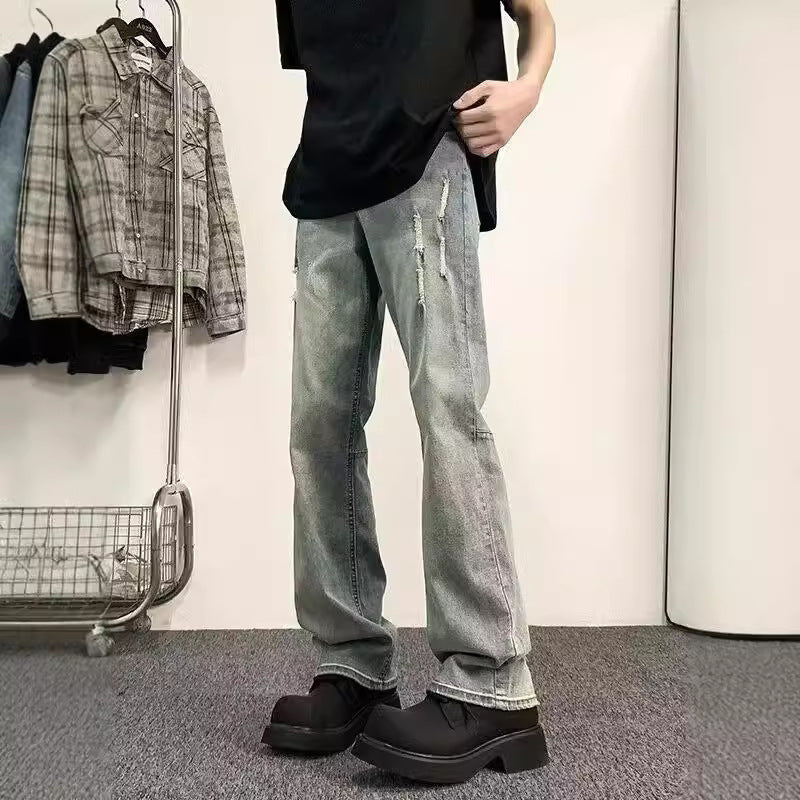 Herrer Mode Vintage-jeans med destroyed-detaljer og komfortabel pasform Stilla