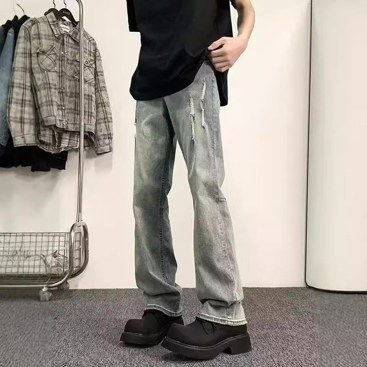 Herrer Mode Vintage-jeans med destroyed-detaljer og komfortabel pasform Stilla