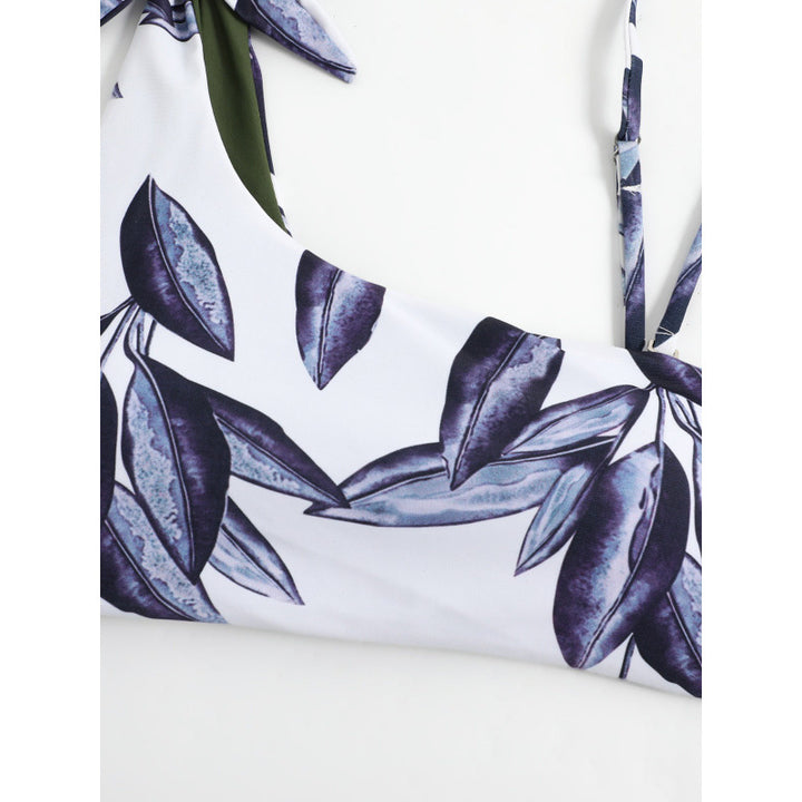 Dame triangel-bikini med moderigtigt blomsterdesign og ensidig strop Skovae