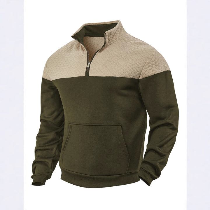Herrer quilted pullover med praktiske lommer og innovativ lynlås Stilla