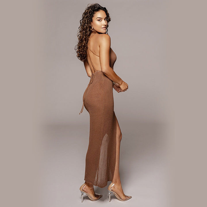 Damer Elegant V-Hals Maxi Kjole Stilla