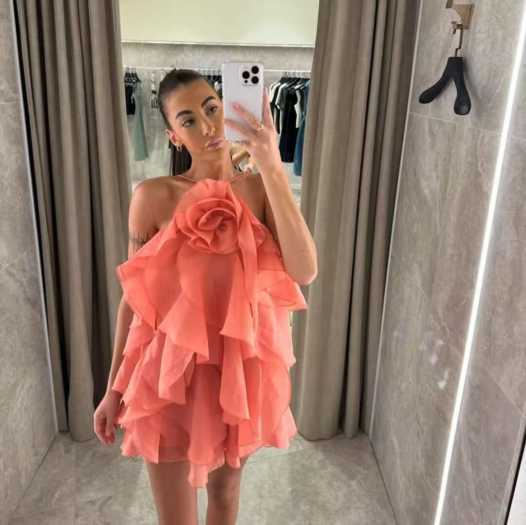 Femme Lagdelt Rynket Mini Kjole Stilla