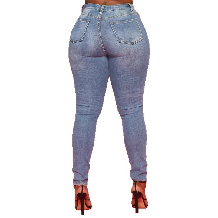 Dame figursiddende High-Waist Jeans med luksuriøs stretch og stilfulde syninger Stilla
