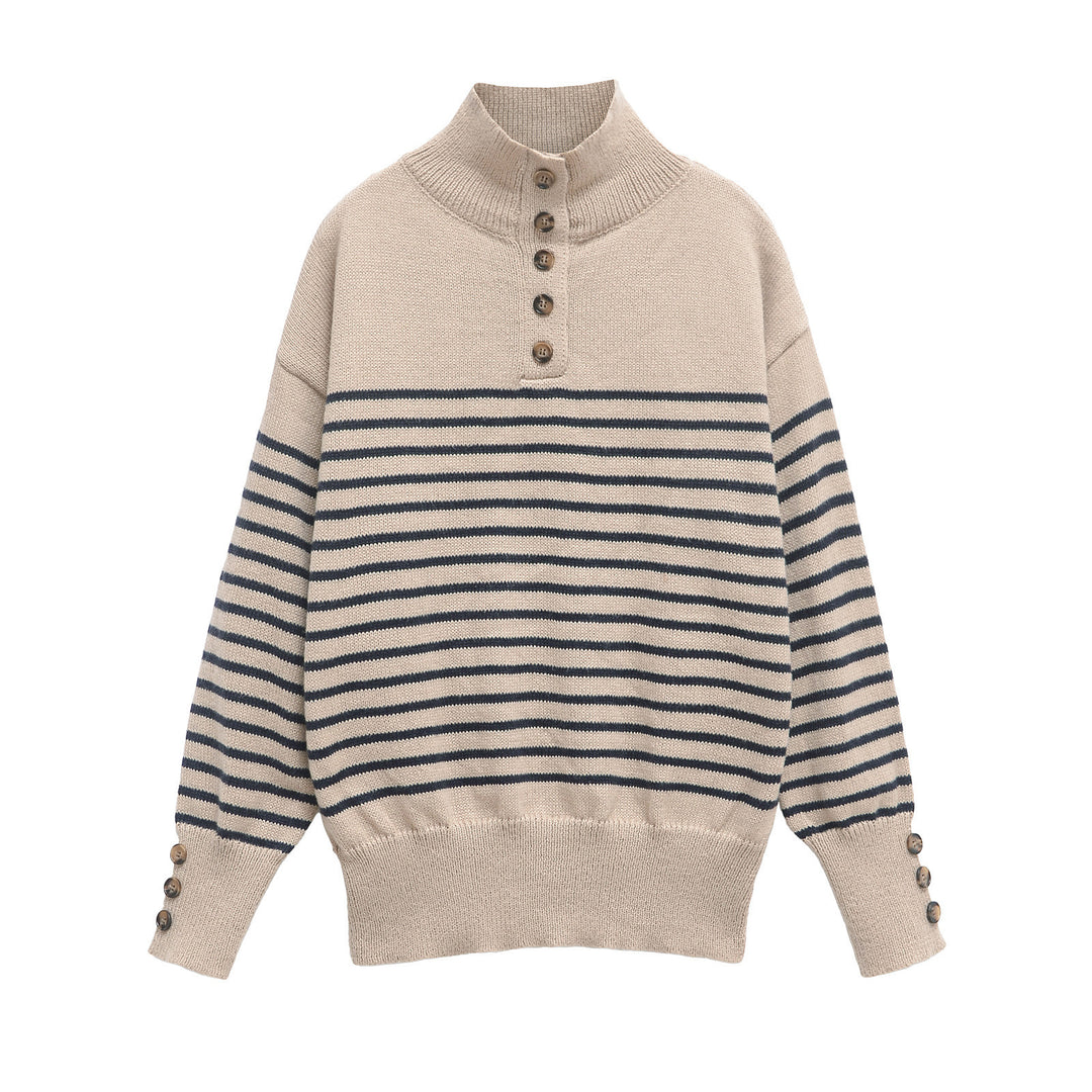 Femme Knap-Down Strikpullover Stilla