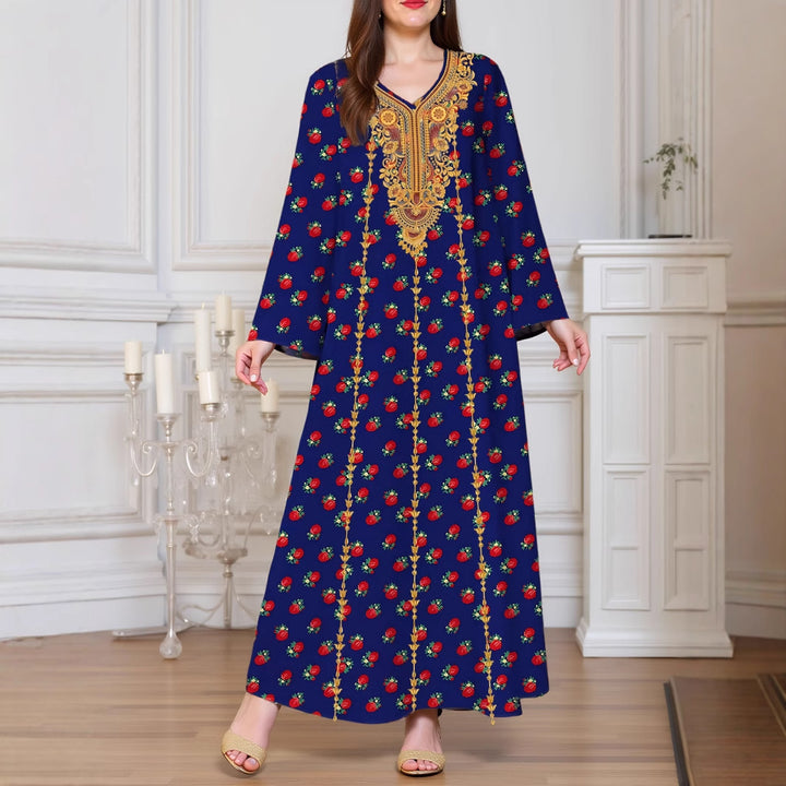 Femme Elegant Blomster Maxi Kjole med Dekoreret Udsnit Stilla