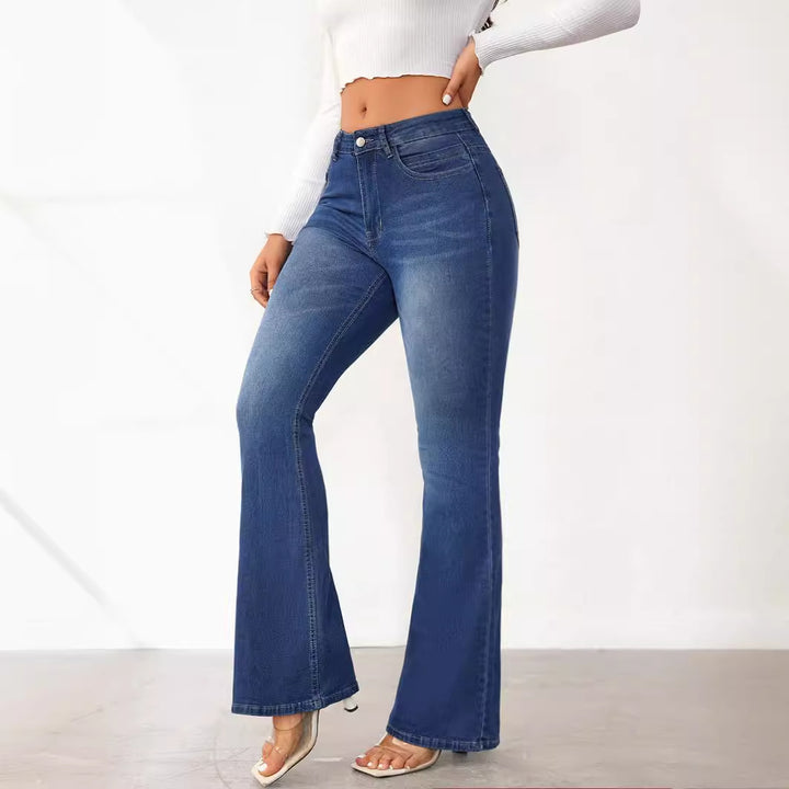 Dame udvidede jeans med høj talje og komfortabel pasform Skovae