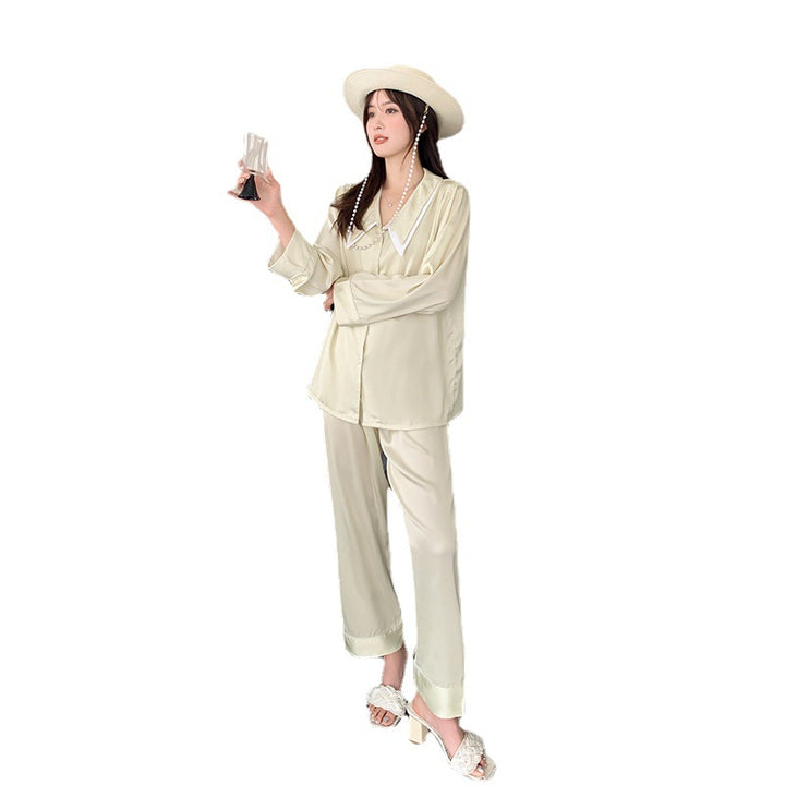 Dame Satin Pyjama-Sæt med elegant skjorte og afslappet bukser Stilla