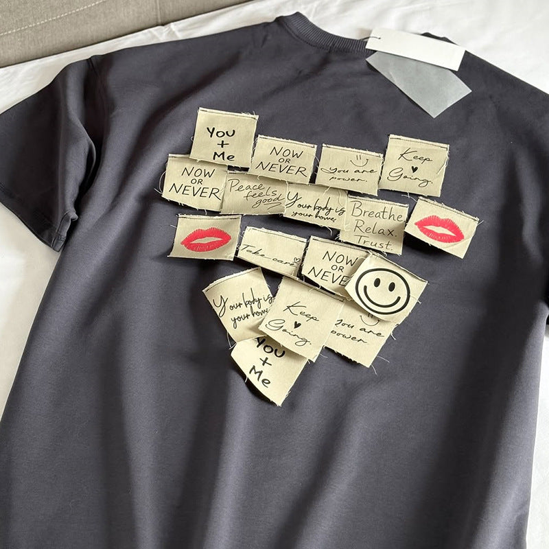 Dame T-shirt med kreativt tryk og motiverende budskaber Stilla