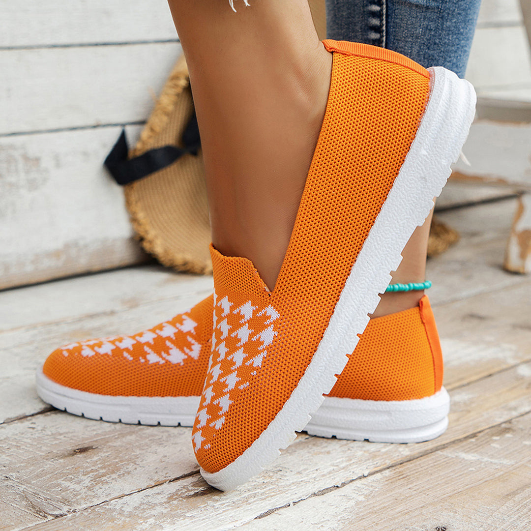 Damer Åndbare Slip-On Sneakers med modigt Hahnentrittmønster Stilla