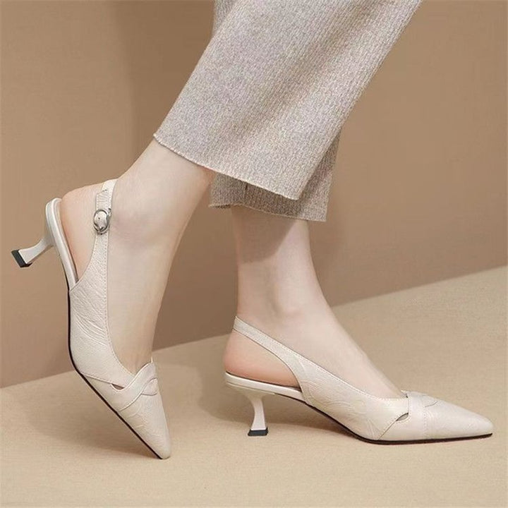 Dame Slingback-pumper med elegant spænde og moderigtigt blokhæle Stilla