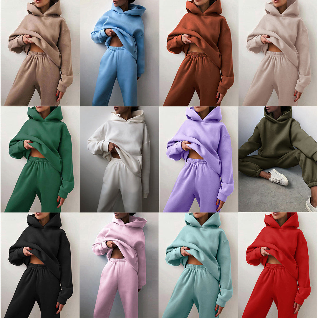 Femme Cozy Fleece Hoodie og Joggingbuks Sæt Stilla
