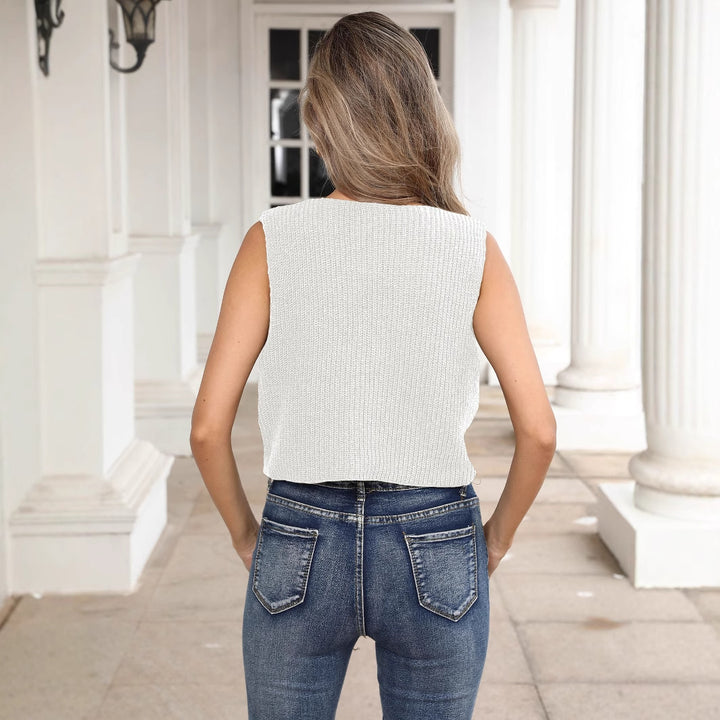 Dame struktureret Cropped Top med justerbar snorelukning Stilla