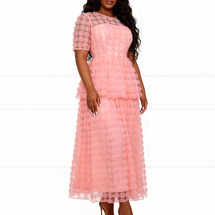 Dame Elegant Maxi Kjole med blomster Volant Design Skovae