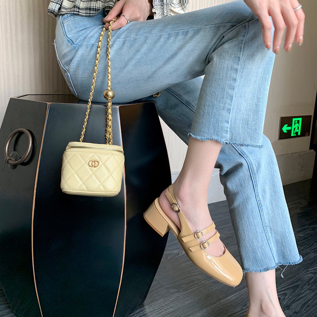 Kvinder Chunky Heel Slingback Pumps med dekorative remdetaljer Stilla