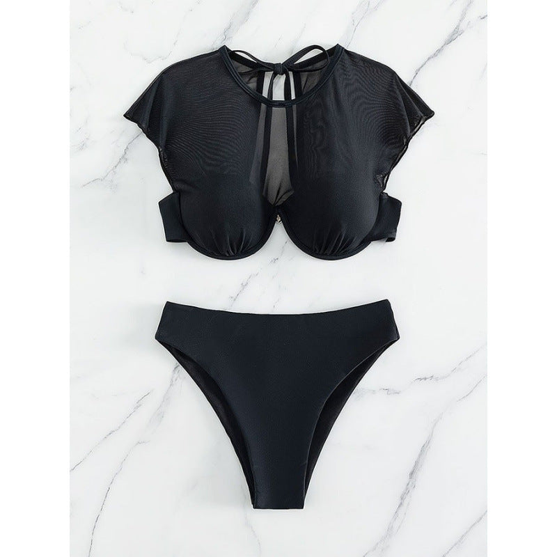 Dame bikini sæt med elegant crop top og højskåret trusse Skovae