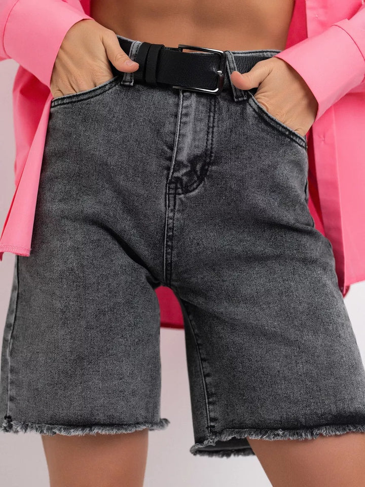 Dame jeansshorts med frynset kant og høj talje Stilla