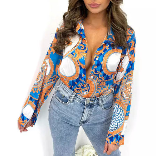 Dame Designer Bluse med unikt mønster og afslappet pasform Stilla
