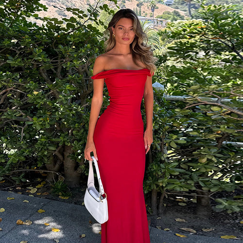 Dame Elegant Off-Shoulder Maxikjole Skovae