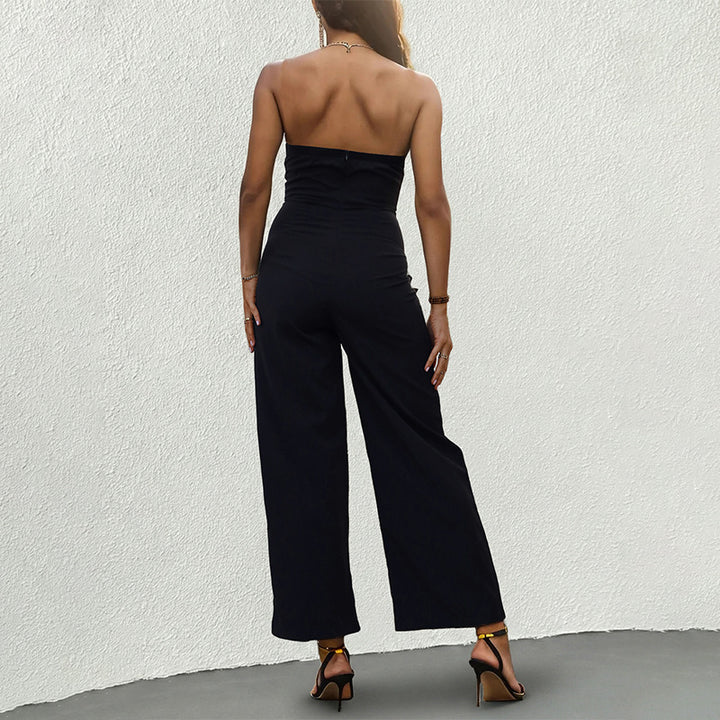 Kvinders rygfri jumpsuit med bredt ben og elegant brystaccentuering Stilla