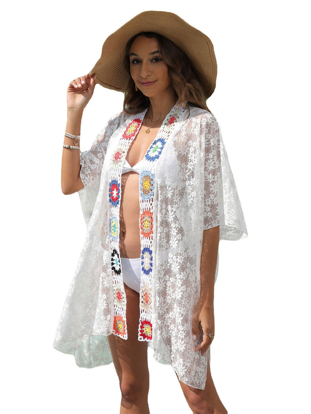 Damer Let Hæklet Strand-Kimono Stilla