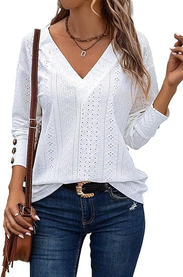Dame V-hals sweater i hulstrik Stilla