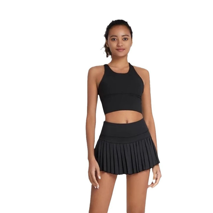 Dame Sporty Plisseret Nederdel med elastisk Talje og Sidelommer Stilla