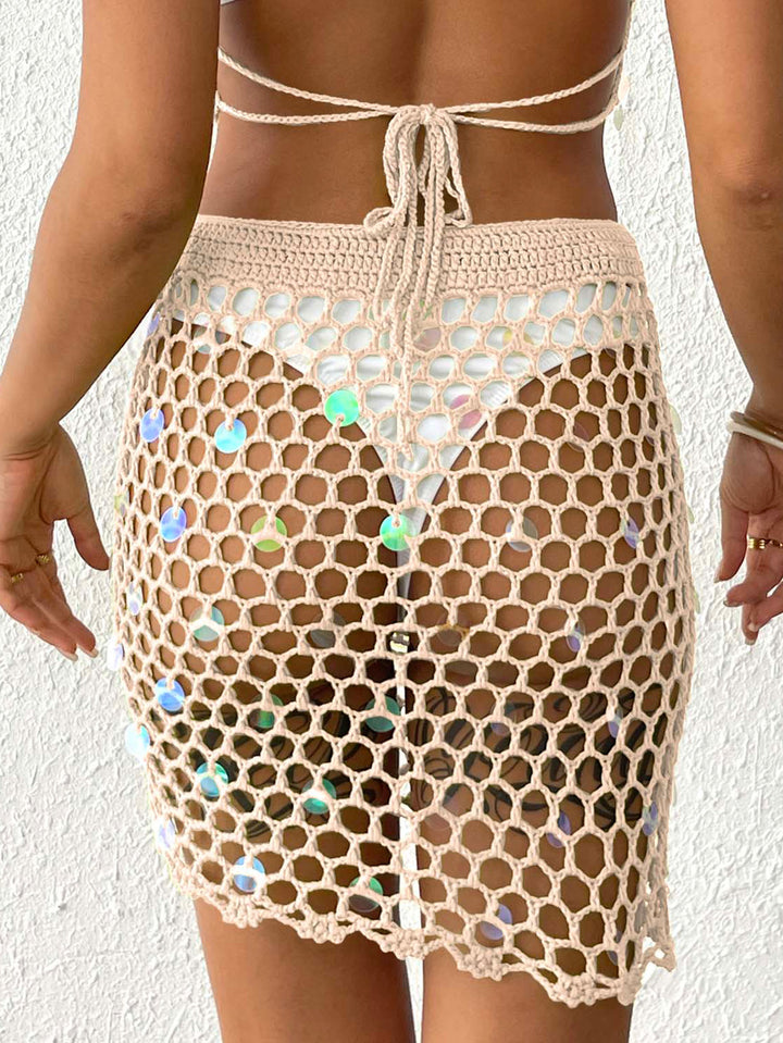 Dame Hæklet Strandnederdel med dekorative Perler Stilla