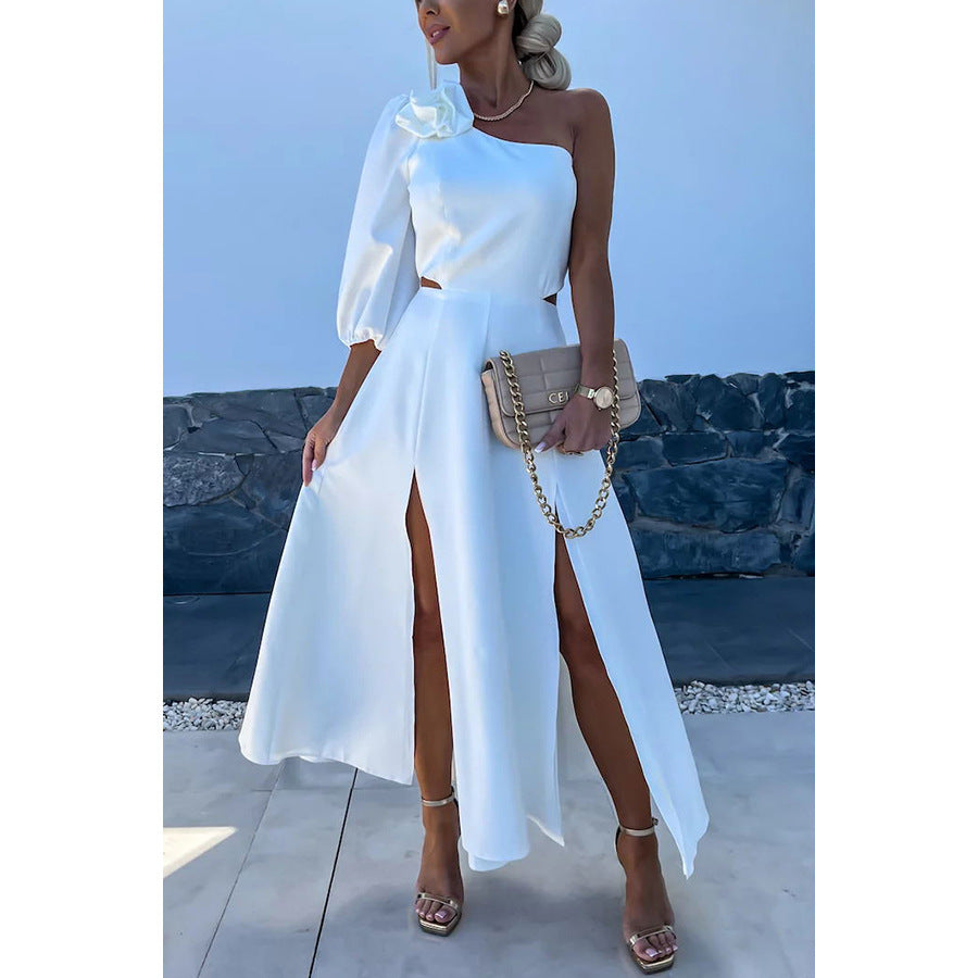 Dame Elegant onepiece-kjole med asymmetrisk design og sidelæg Stiila