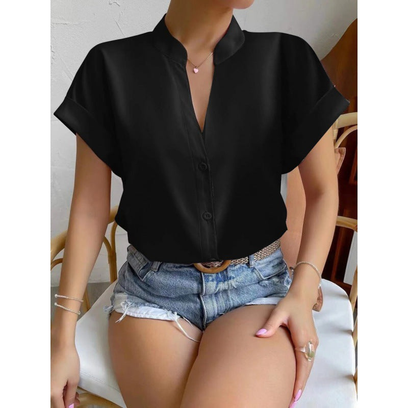 Dame Chic Mandarinkrave Bluse Stilla