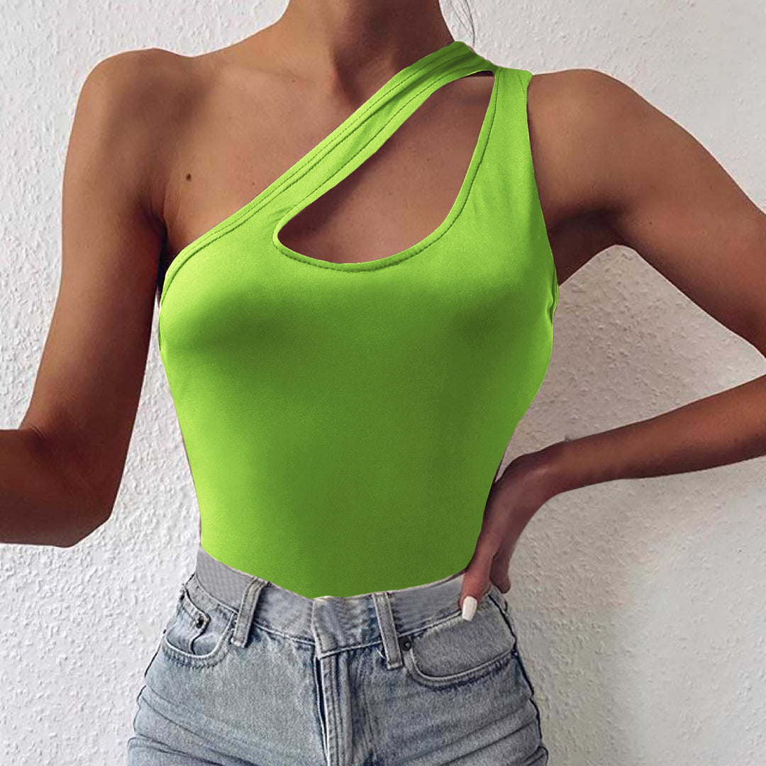 Dame asymmetrisk bodysuit med moderne cut-out detaljer