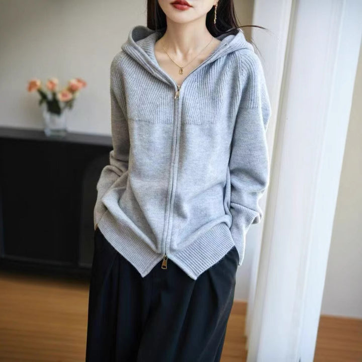 Kvinders hoodie cardigan med lynlås Stilla