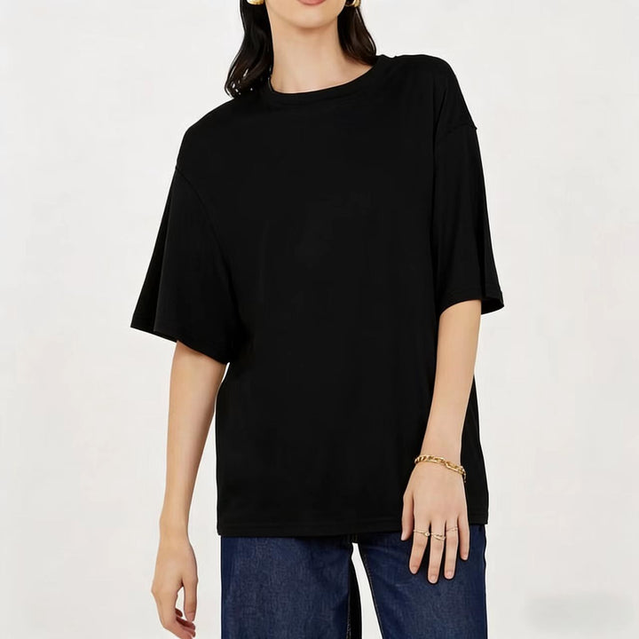Dame størrelses shirt med afslappet snit og kort ærme Skovae